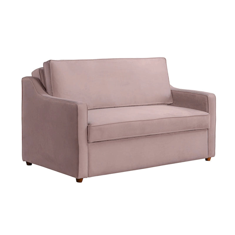Canapé-lit convertible avec lit gigogne et mode chaise longue – Mauve / Sauge – 2 places / Couchage