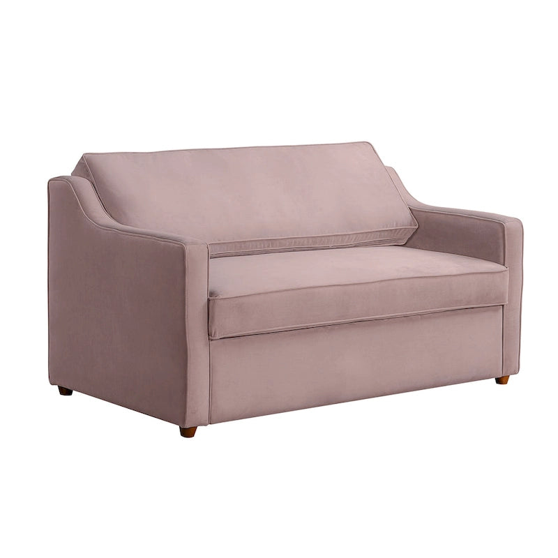 Canapé-lit convertible avec lit gigogne et mode chaise longue – Mauve / Sauge – 2 places / Couchage