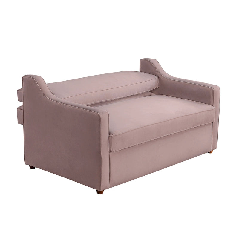 Canapé-lit convertible avec lit gigogne et mode chaise longue – Mauve / Sauge – 2 places / Couchage