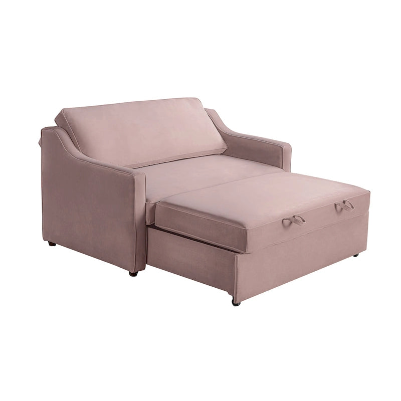 Canapé-lit convertible avec lit gigogne et mode chaise longue – Mauve / Sauge – 2 places / Couchage
