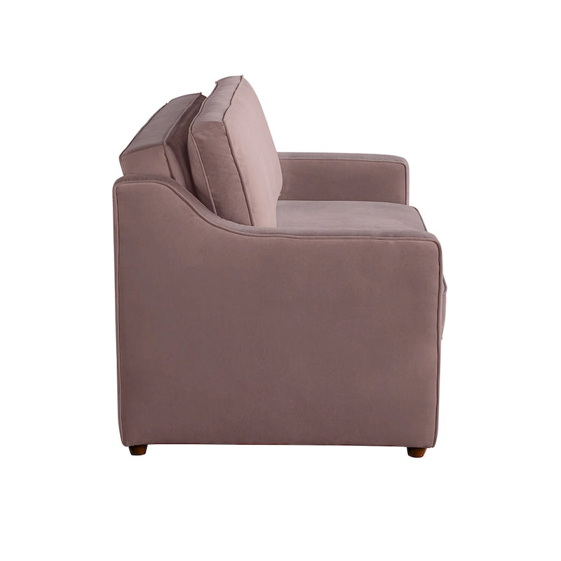 Canapé-lit convertible avec lit gigogne et mode chaise longue – Mauve / Sauge – 2 places / Couchage