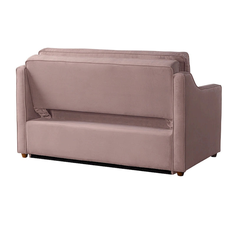 Canapé-lit convertible avec lit gigogne et mode chaise longue – Mauve / Sauge – 2 places / Couchage