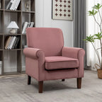 Fauteuil traditionnel à accoudoirs roulés et pieds fuselés – Rose / Bleu roi / Bleu marine / Imprimé violet / Gris / Floral / Orange / Noir / Imprimé gris – 1 place
