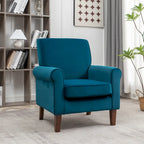 Fauteuil traditionnel à accoudoirs roulés et pieds fuselés – Rose / Bleu roi / Bleu marine / Imprimé violet / Gris / Floral / Orange / Noir / Imprimé gris – 1 place
