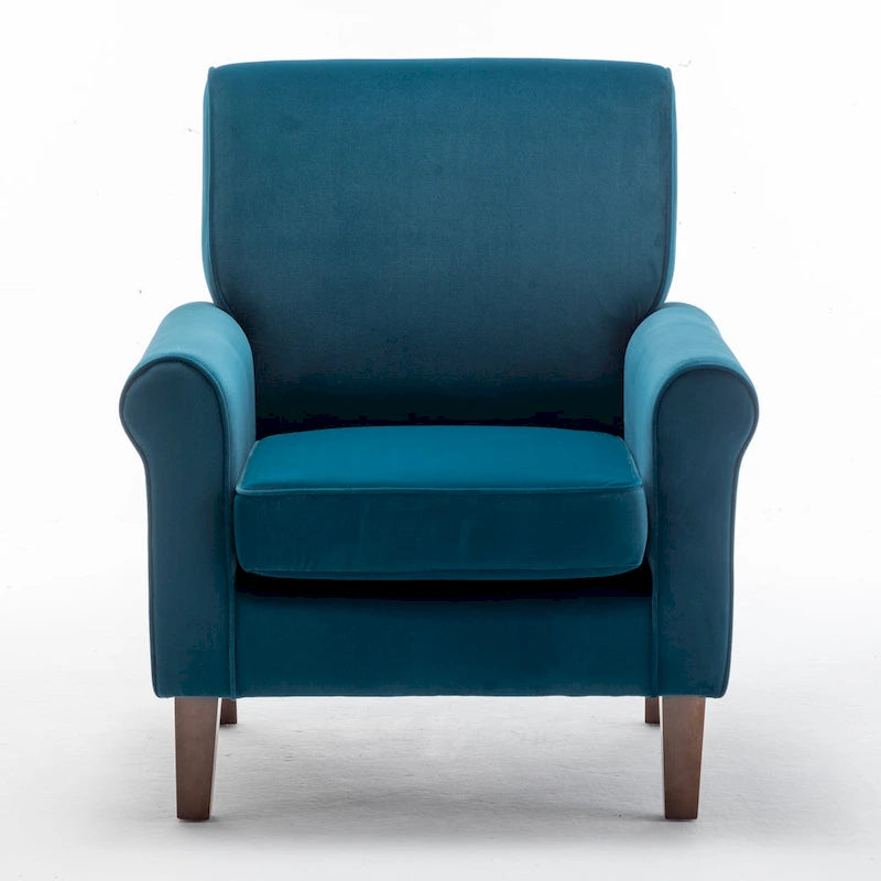 Fauteuil traditionnel à accoudoirs roulés et pieds fuselés – Rose / Bleu roi / Bleu marine / Imprimé violet / Gris / Floral / Orange / Noir / Imprimé gris – 1 place