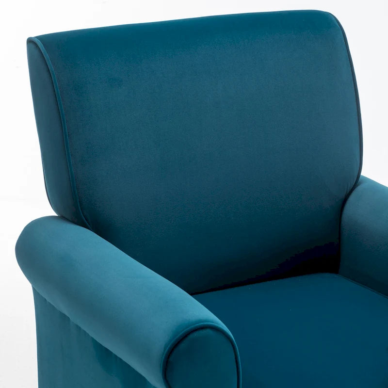 Fauteuil traditionnel à accoudoirs roulés et pieds fuselés – Rose / Bleu roi / Bleu marine / Imprimé violet / Gris / Floral / Orange / Noir / Imprimé gris – 1 place