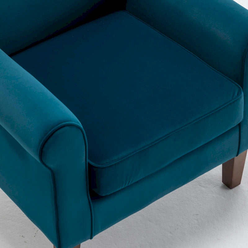 Fauteuil traditionnel à accoudoirs roulés et pieds fuselés – Rose / Bleu roi / Bleu marine / Imprimé violet / Gris / Floral / Orange / Noir / Imprimé gris – 1 place
