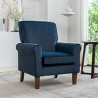 Fauteuil traditionnel à accoudoirs roulés et pieds fuselés – Rose / Bleu roi / Bleu marine / Imprimé violet / Gris / Floral / Orange / Noir / Imprimé gris – 1 place