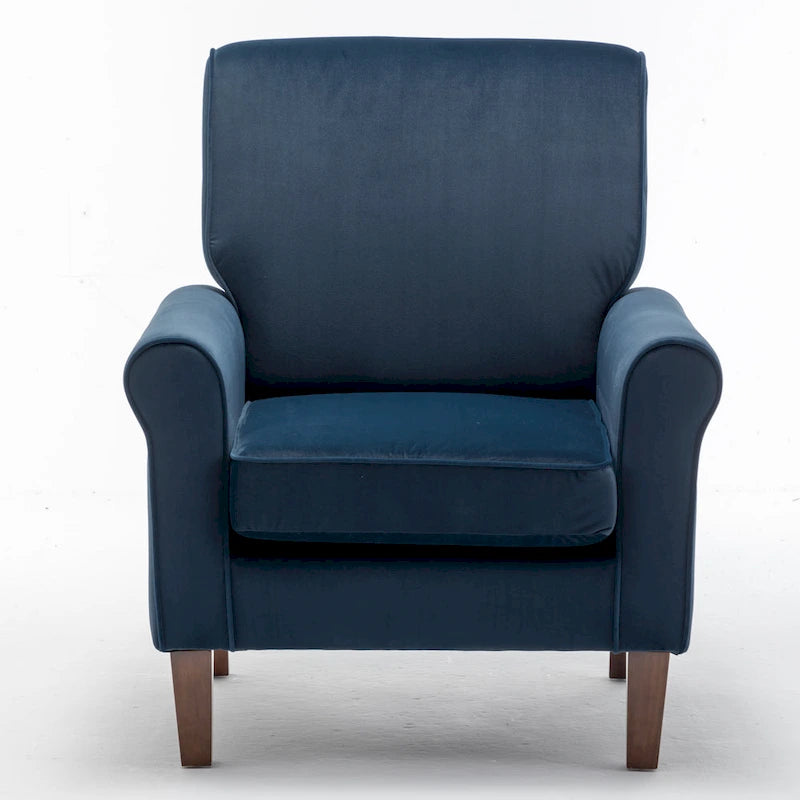 Fauteuil traditionnel à accoudoirs roulés et pieds fuselés – Rose / Bleu roi / Bleu marine / Imprimé violet / Gris / Floral / Orange / Noir / Imprimé gris – 1 place