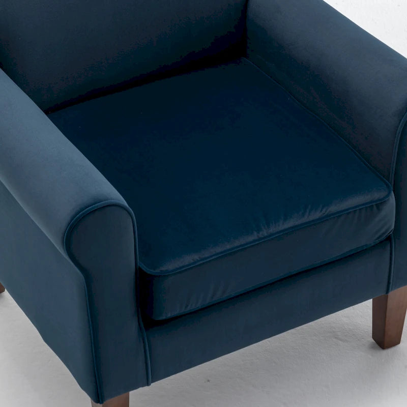 Fauteuil traditionnel à accoudoirs roulés et pieds fuselés – Rose / Bleu roi / Bleu marine / Imprimé violet / Gris / Floral / Orange / Noir / Imprimé gris – 1 place