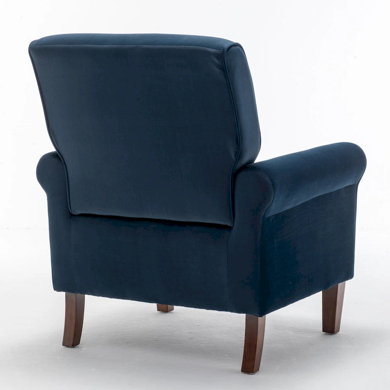 Fauteuil traditionnel à accoudoirs roulés et pieds fuselés – Rose / Bleu roi / Bleu marine / Imprimé violet / Gris / Floral / Orange / Noir / Imprimé gris – 1 place