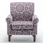 Fauteuil traditionnel à accoudoirs roulés et pieds fuselés – Rose / Bleu roi / Bleu marine / Imprimé violet / Gris / Floral / Orange / Noir / Imprimé gris – 1 place