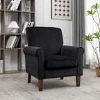 Fauteuil traditionnel à accoudoirs roulés et pieds fuselés – Rose / Bleu roi / Bleu marine / Imprimé violet / Gris / Floral / Orange / Noir / Imprimé gris – 1 place