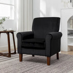 Fauteuil traditionnel à accoudoirs roulés et pieds fuselés – Rose / Bleu roi / Bleu marine / Imprimé violet / Gris / Floral / Orange / Noir / Imprimé gris – 1 place