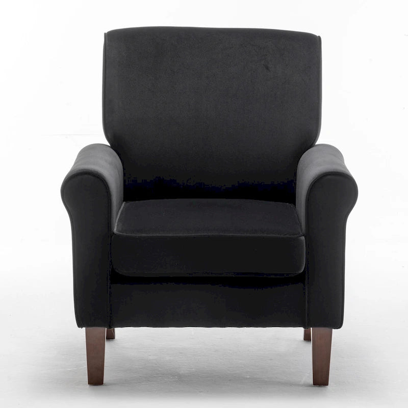 Fauteuil traditionnel à accoudoirs roulés et pieds fuselés – Rose / Bleu roi / Bleu marine / Imprimé violet / Gris / Floral / Orange / Noir / Imprimé gris – 1 place