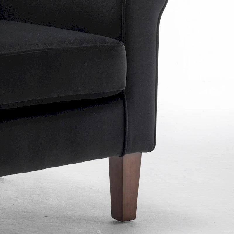 Fauteuil traditionnel à accoudoirs roulés et pieds fuselés – Rose / Bleu roi / Bleu marine / Imprimé violet / Gris / Floral / Orange / Noir / Imprimé gris – 1 place