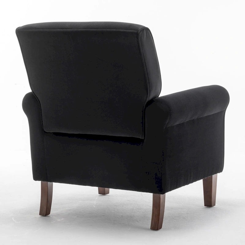 Fauteuil traditionnel à accoudoirs roulés et pieds fuselés – Rose / Bleu roi / Bleu marine / Imprimé violet / Gris / Floral / Orange / Noir / Imprimé gris – 1 place
