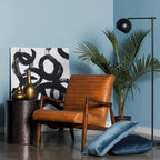 Fauteuil en cuir pleine fleur avec cadre en bois de frêne et de noyer – Bleu nuit / Cacao de Madagascar / Cognac – 1 place