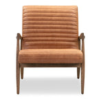 Fauteuil en cuir pleine fleur avec cadre en bois de frêne et de noyer – Bleu nuit / Cacao de Madagascar / Cognac – 1 place