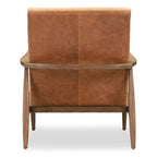 Fauteuil en cuir pleine fleur avec cadre en bois de frêne et de noyer – Bleu nuit / Cacao de Madagascar / Cognac – 1 place