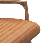 Fauteuil en cuir pleine fleur avec cadre en bois de frêne et de noyer – Bleu nuit / Cacao de Madagascar / Cognac – 1 place