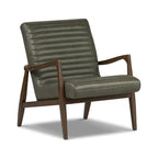 Fauteuil en cuir pleine fleur avec cadre en bois de frêne et de noyer – Bleu nuit / Cacao de Madagascar / Cognac – 1 place