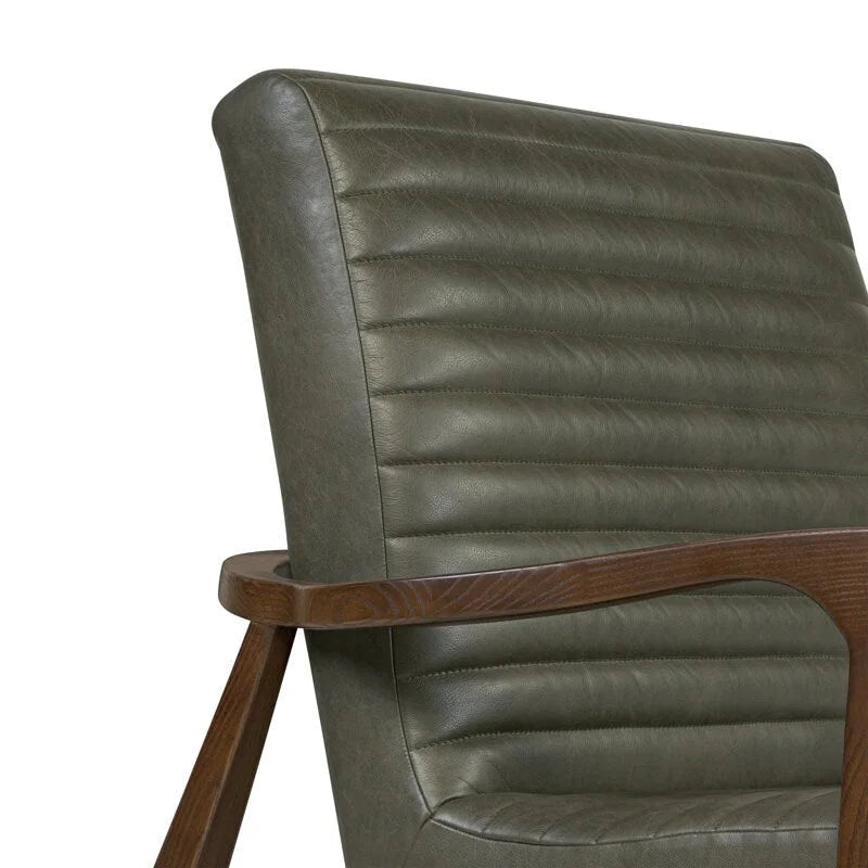 Fauteuil en cuir pleine fleur avec cadre en bois de frêne et de noyer – Bleu nuit / Cacao de Madagascar / Cognac – 1 place