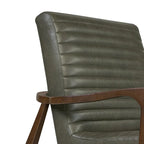 Fauteuil en cuir pleine fleur avec cadre en bois de frêne et de noyer – Bleu nuit / Cacao de Madagascar / Cognac – 1 place