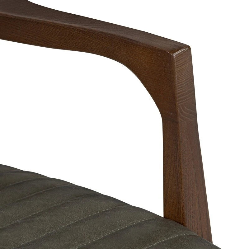 Fauteuil en cuir pleine fleur avec cadre en bois de frêne et de noyer – Bleu nuit / Cacao de Madagascar / Cognac – 1 place