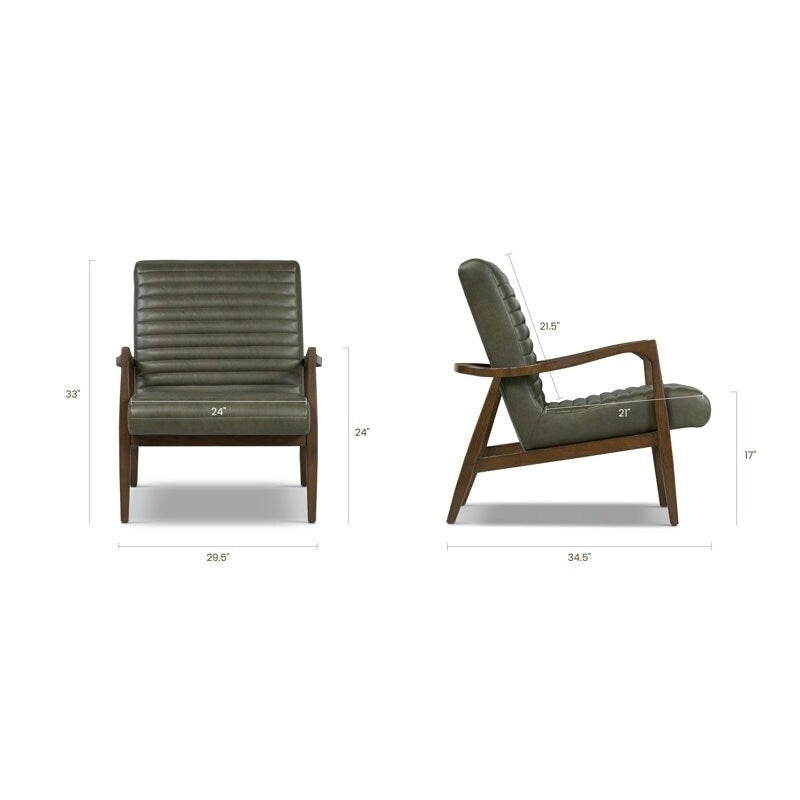 Fauteuil en cuir pleine fleur avec cadre en bois de frêne et de noyer – Bleu nuit / Cacao de Madagascar / Cognac – 1 place