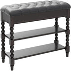 Banc de rangement pour chaussures rembourré avec couvercle relevable et étagère à 2 niveaux – Marron Rouge – 1-2 personnes