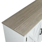 Meuble TV de ferme avec portes battantes et gestion des câbles – Blanc cassé / Marine / Gris – Convient aux téléviseurs jusqu'à 75"