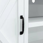 Meuble TV de ferme avec portes battantes et gestion des câbles – Blanc cassé / Marine / Gris – Convient aux téléviseurs jusqu'à 75"