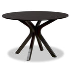 Table à manger ronde moderne avec pieds évasés – Marron foncé – 6 places