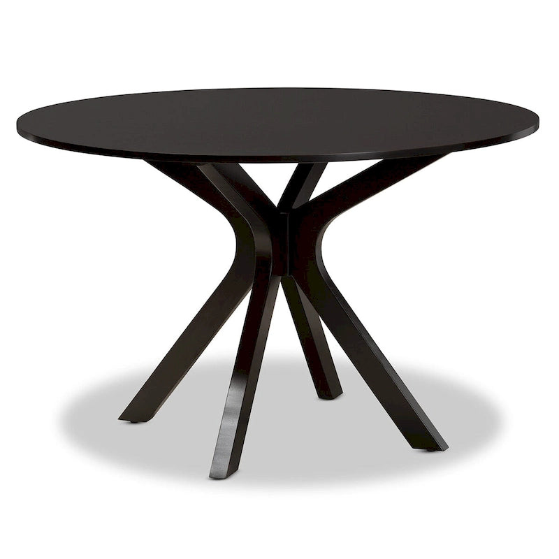 Table à manger ronde moderne avec pieds évasés – Marron foncé – 6 places