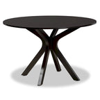 Table à manger ronde moderne avec pieds évasés – Marron foncé – 6 places