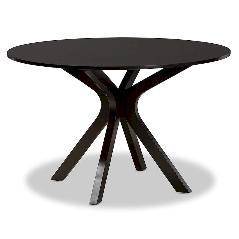 Table à manger ronde moderne avec pieds évasés – Marron foncé – 6 places