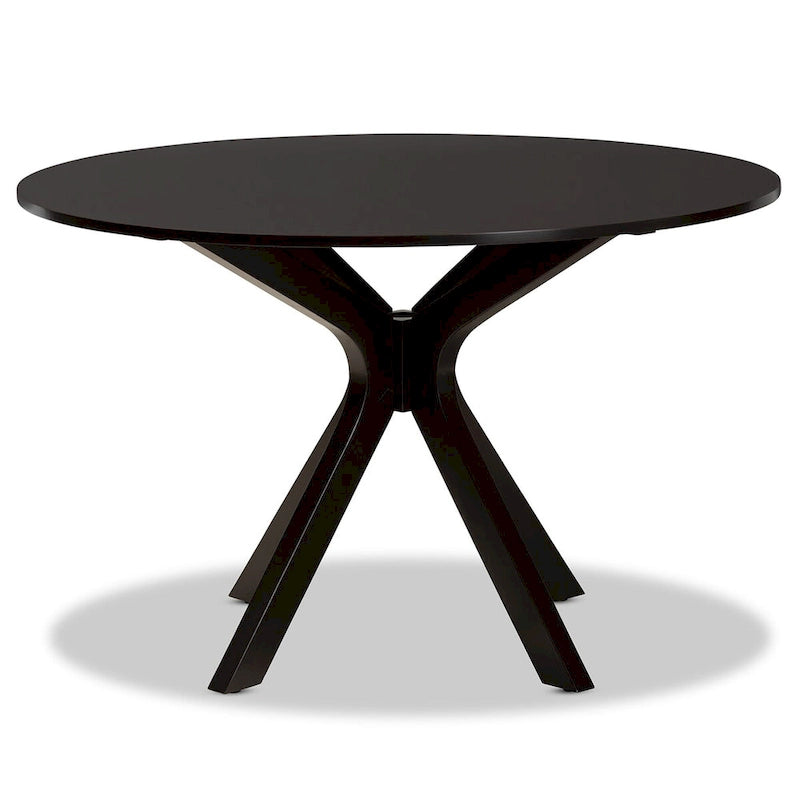 Table à manger ronde moderne avec pieds évasés – Marron foncé – 6 places