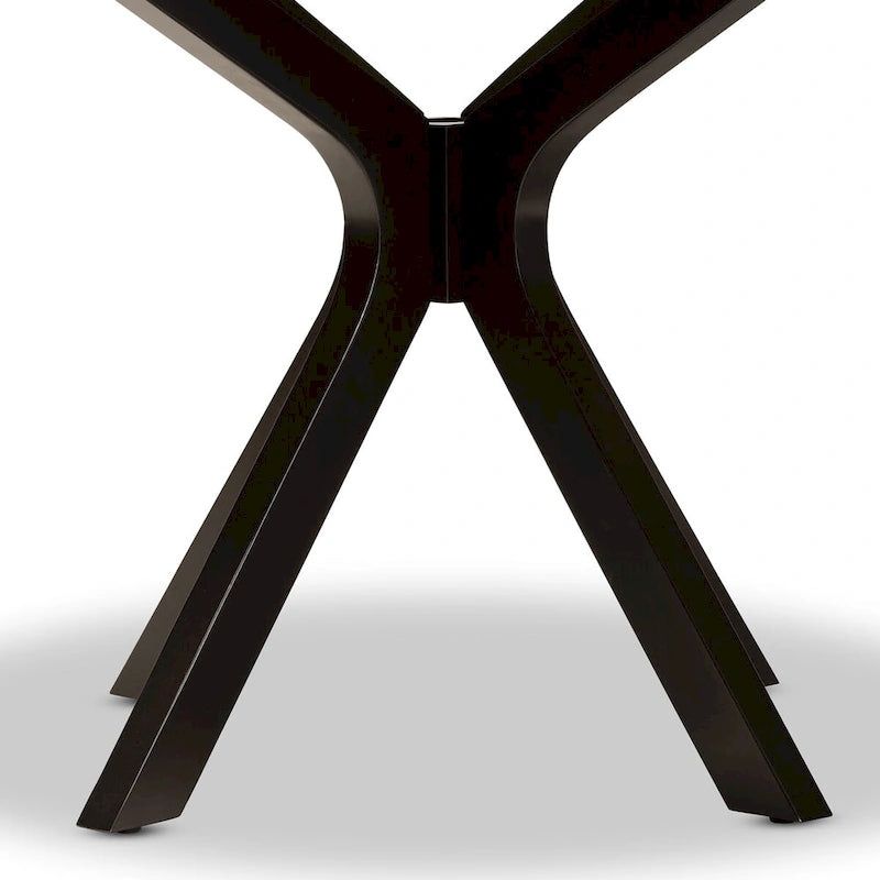 Table à manger ronde moderne avec pieds évasés – Marron foncé – 6 places
