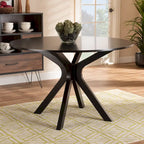 Table à manger ronde moderne avec pieds évasés – Marron foncé – 6 places