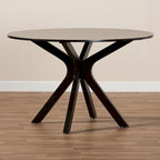 Table à manger ronde moderne avec pieds évasés – Marron foncé – 6 places