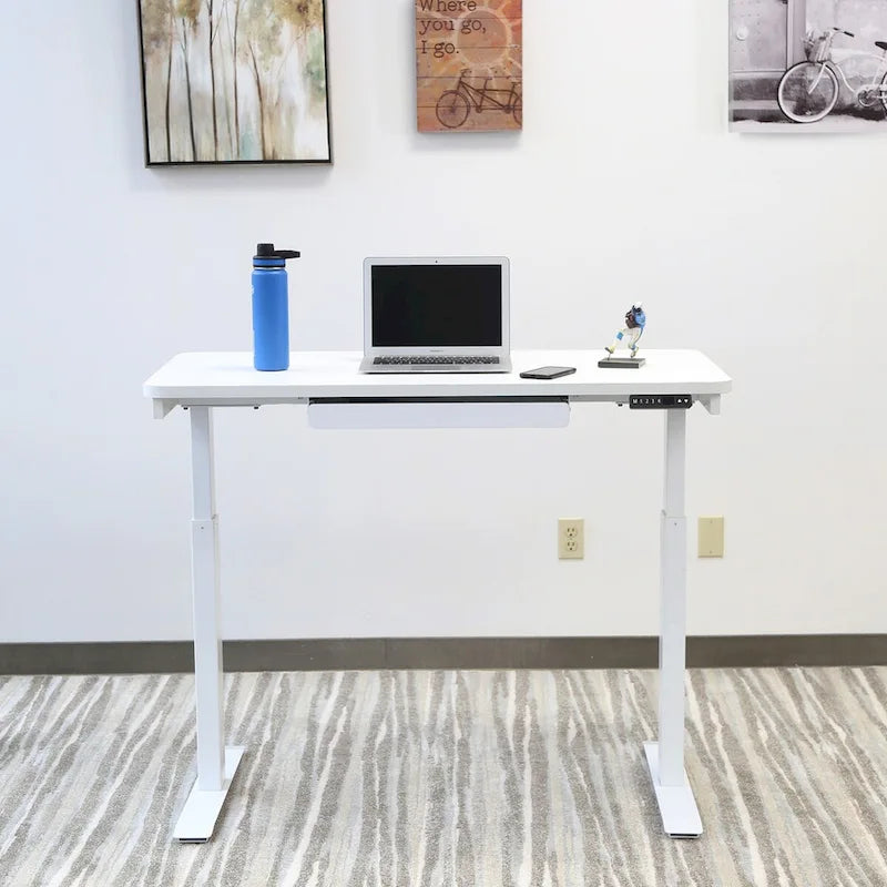 Electric Height-Adjustable Standing Desk with Drawer & USB Port – White / Graphite / Walnut / Black – 1-Person
