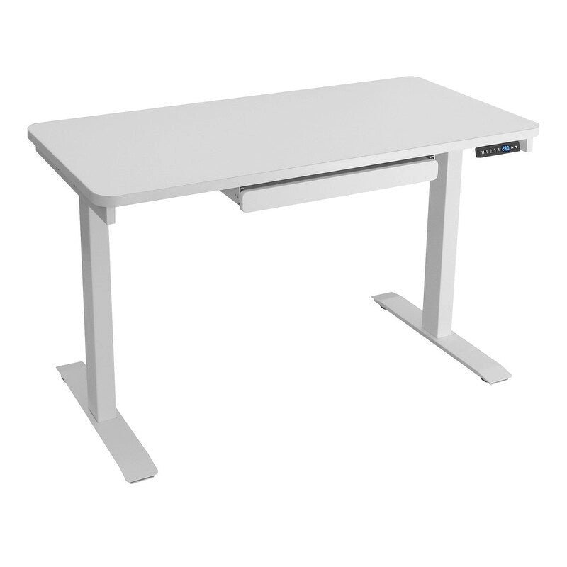 Electric Height-Adjustable Standing Desk with Drawer & USB Port – White / Graphite / Walnut / Black – 1-Person
