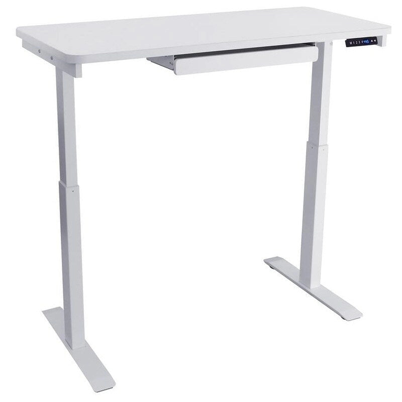 Electric Height-Adjustable Standing Desk with Drawer & USB Port – White / Graphite / Walnut / Black – 1-Person