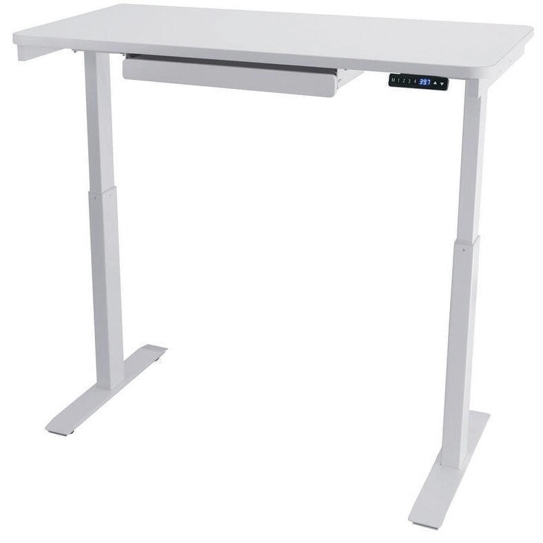 Bureau debout électrique réglable en hauteur avec tiroir et port USB – Blanc / Graphite / Noyer / Noir – 1 personne