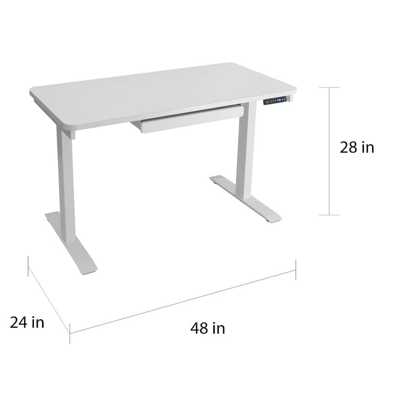 Bureau debout électrique réglable en hauteur avec tiroir et port USB – Blanc / Graphite / Noyer / Noir – 1 personne