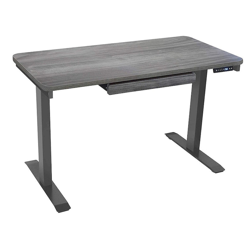 Bureau debout électrique réglable en hauteur avec tiroir et port USB – Blanc / Graphite / Noyer / Noir – 1 personne