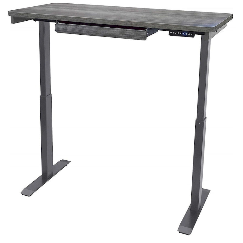 Bureau debout électrique réglable en hauteur avec tiroir et port USB – Blanc / Graphite / Noyer / Noir – 1 personne
