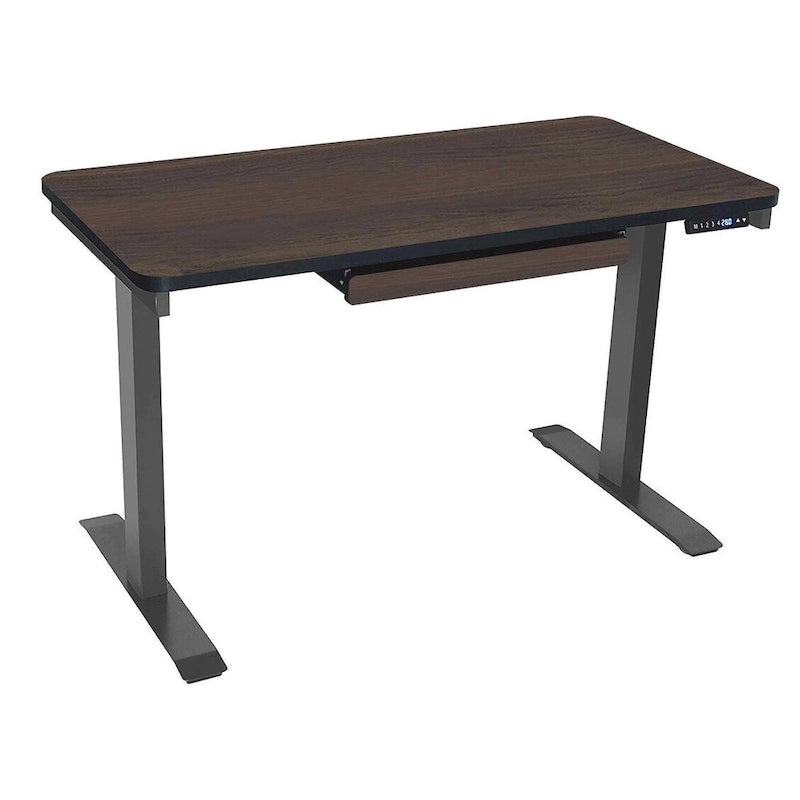 Bureau debout électrique réglable en hauteur avec tiroir et port USB – Blanc / Graphite / Noyer / Noir – 1 personne