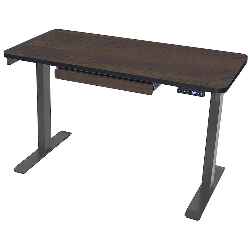 Bureau debout électrique réglable en hauteur avec tiroir et port USB – Blanc / Graphite / Noyer / Noir – 1 personne